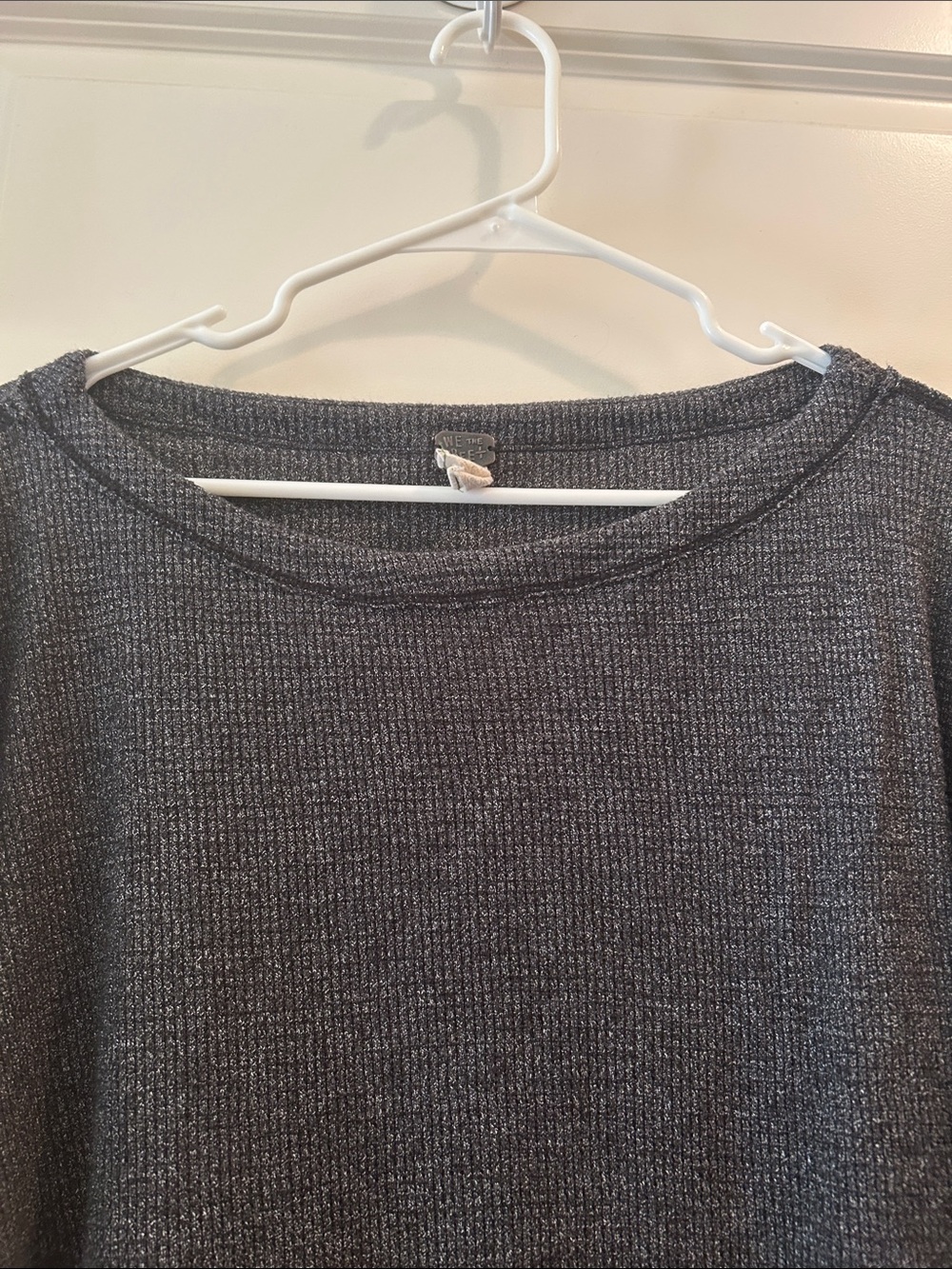 Free People We the Free Boho Festival Patchwork seams Sleeves waffle Top size L - Picture 5 of 10